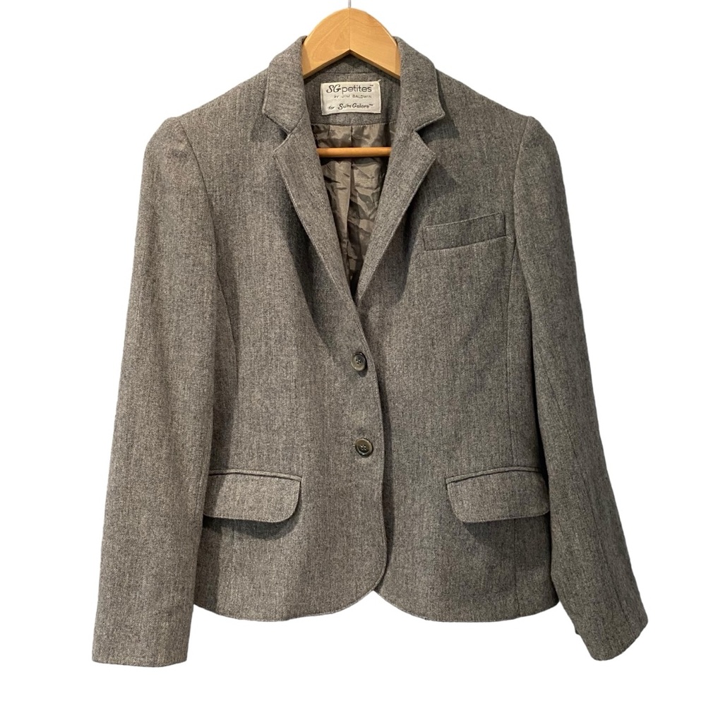 SG petites by Jim Baldwin Wool Grey Lined Career Blazer Suit 4P